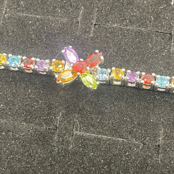 New 7.5" marquise garnet another gust and other gems sterling silver bracelet - Picture 9 of 9